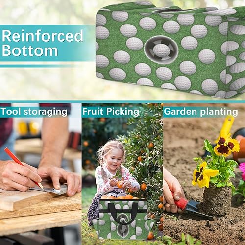 Miniatura 7 de Golf Balls Print Garden Tool Tote Bag for Women Men Gardening Tool Storage Bags with 10 Pockets Standable Garden Home Tool Kits Organizer for Indoor