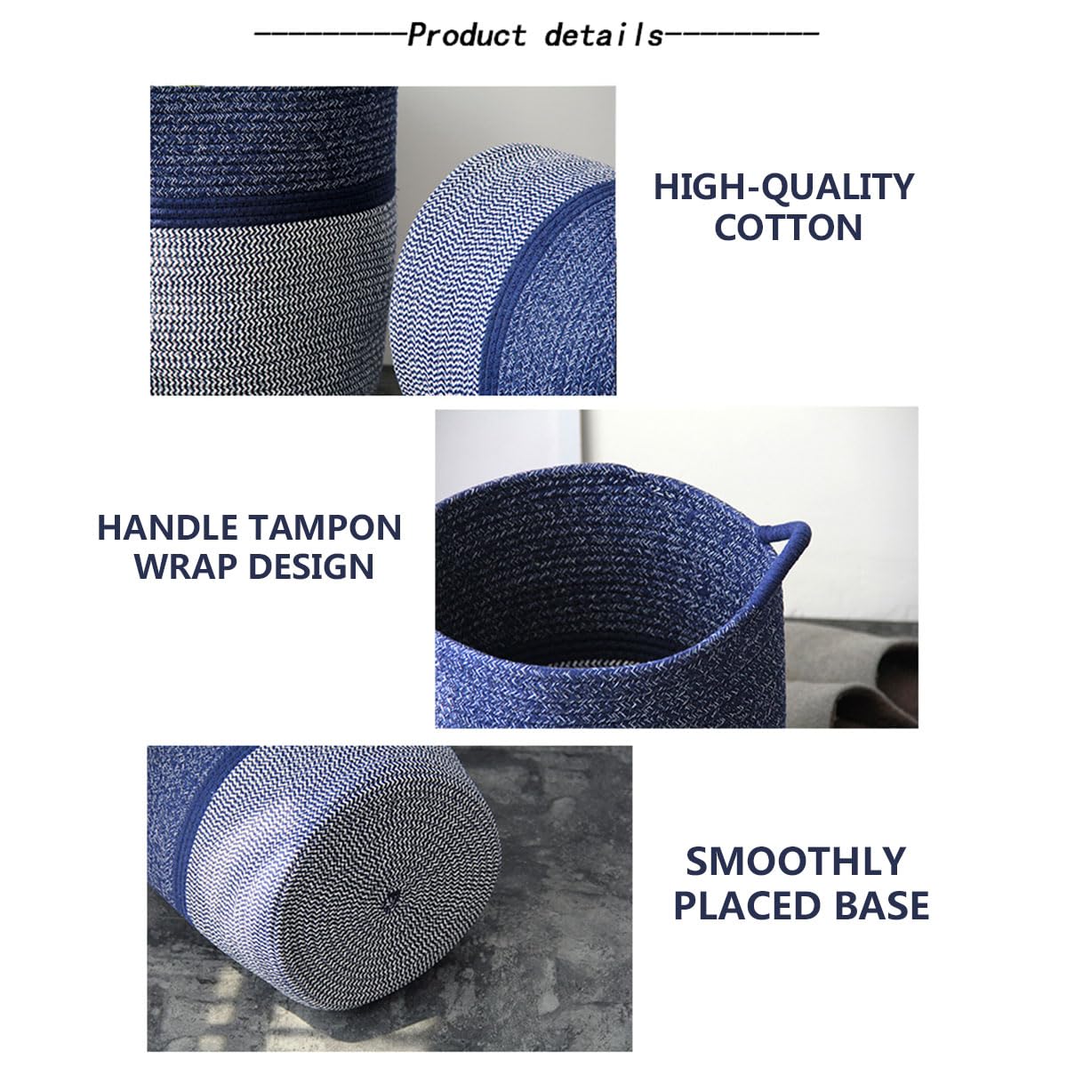Cesto in Corda di Cotone Secchio per Vestiti sporchi Cesto portaoggetti Fatto a Mano con Manico per Coperta Camera da Letto Soggiorno Cesto Decorativo (A4 30 * 37CM)