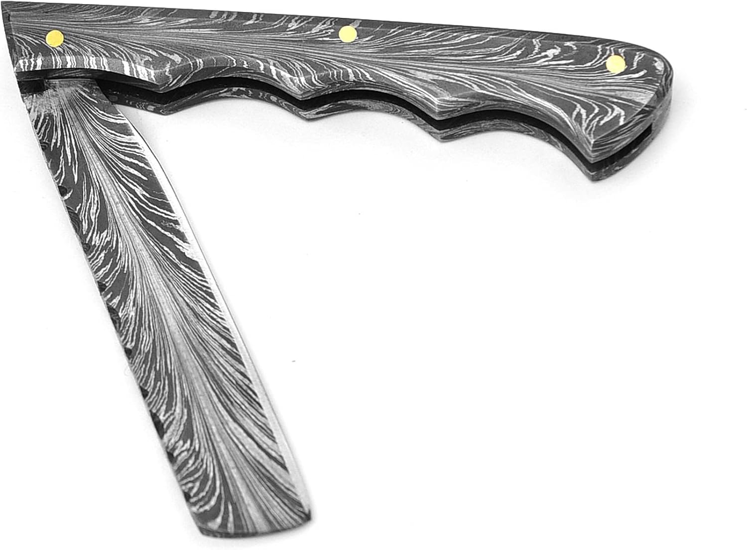 HFD_003-8 inches Damascus steel pocket knife feather pattern, folding hunting knife with an elegant hand forged feather pattern for addition in camping accessories,