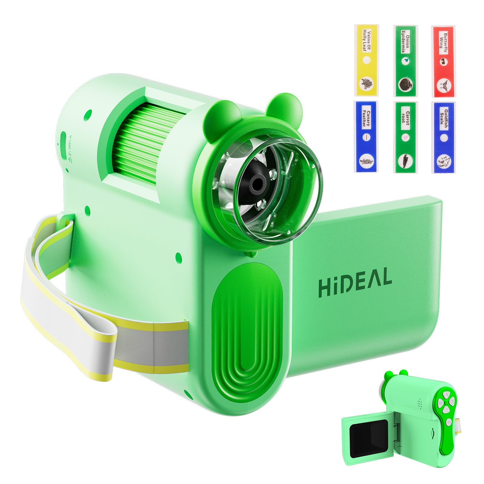 Hideal HP60 IPS Microscope for Kids: [Auto On &amp; Off] [3-in-1] 2" Portable Handheld Microscope Miniscope, Pocket Mini Scope Educational Science Kit, Christmas Birthday Gifts for Kids, PC View, Green