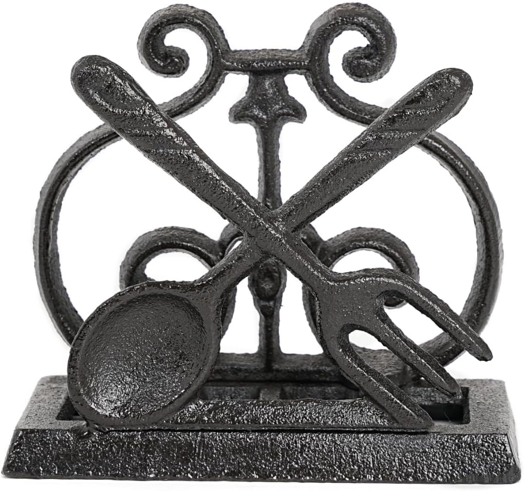 Sungmor Vintage Cast Iron Napkin Holder, Rustic Farmhouse Napkins Holder, Freestanding Table Napkins Stand, Pretty Tableware Decor Paper Napkin Rack, Home Restaurant Dining Table Square Napkin Holder