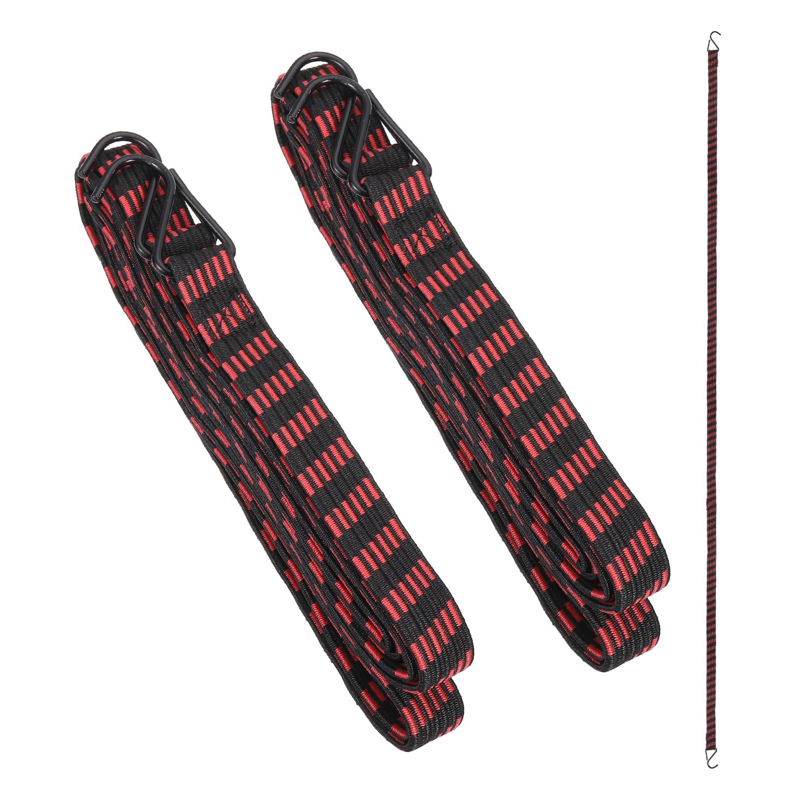 PATIKIL 118" Adjustable Bungee Cords with Hook, 2Pcs Heavy Duty Outdoor Elastic Bungee Straps for Securing Luggage Moving Cargo, Red