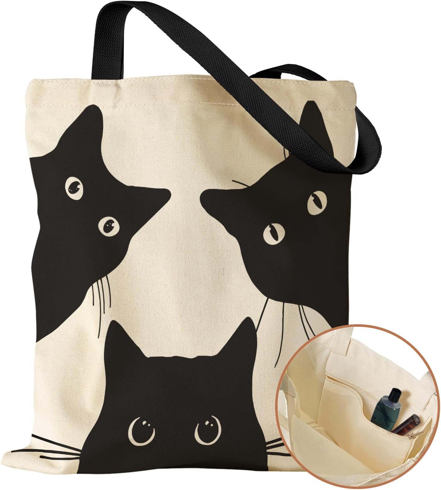 Miss Adola Aesthetic Canvas Tote Bag with Inner Pocket for Women, Cloth Cotton Totes Bag with Pattern for Shopping, Gym