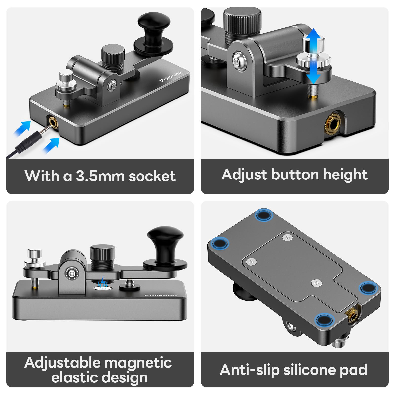 Putikeeg Bouton Morse CW, Clé Télégraphique, Émetteur Code, Émetteur-récepteur pour Radioamateurs, Bouton Morse, Keyer CW
