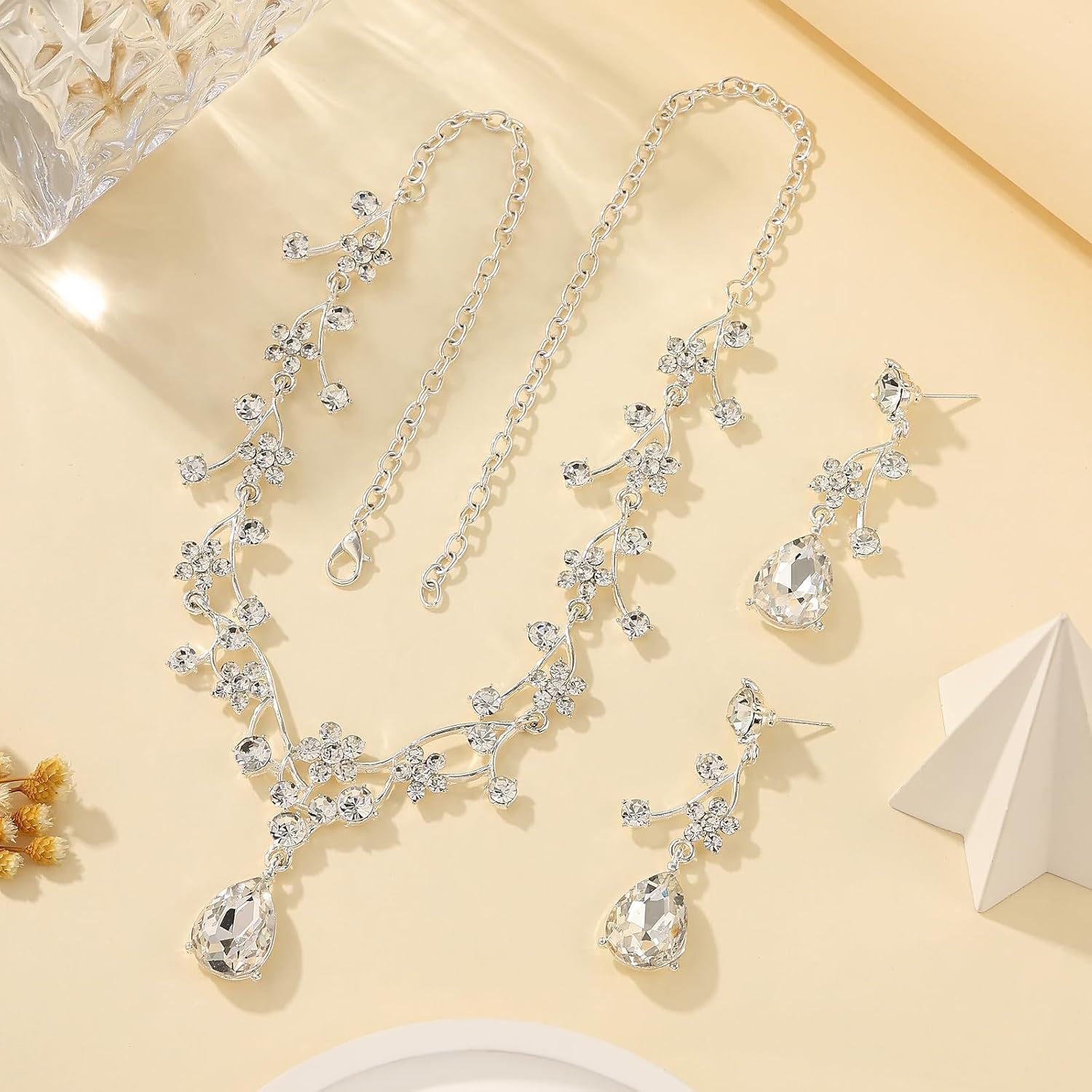 Floral Jewelry Set for Women–Wedding Jewelry Sets For Brides With Crystal Necklace & Earrings for Brides and Bridesmaids - Image 7