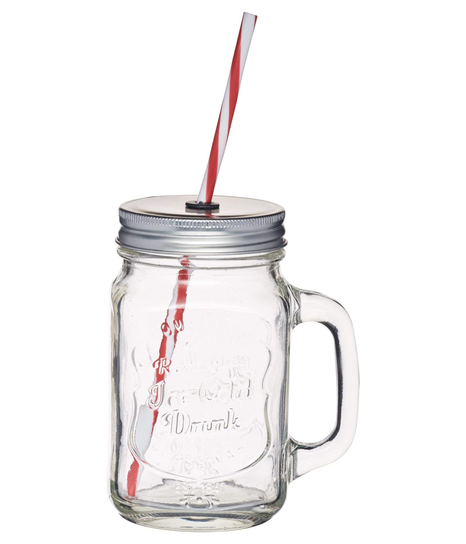 Kitchencraft Transparent Home Made Drinking Jar With Lid And Straw, 45 Ml