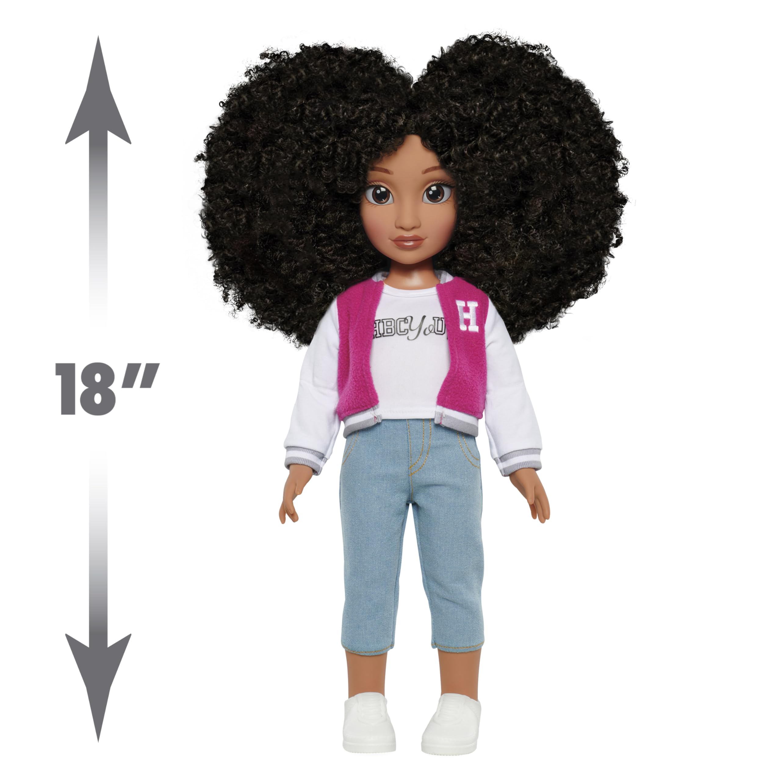 Just Play HBCyoU Student Body President Hope 18-inch Doll & Accessories, Coily Hair, Light Brown Skin Tone, Designed and Developed by Purpose Toys,Multi-Color,55032