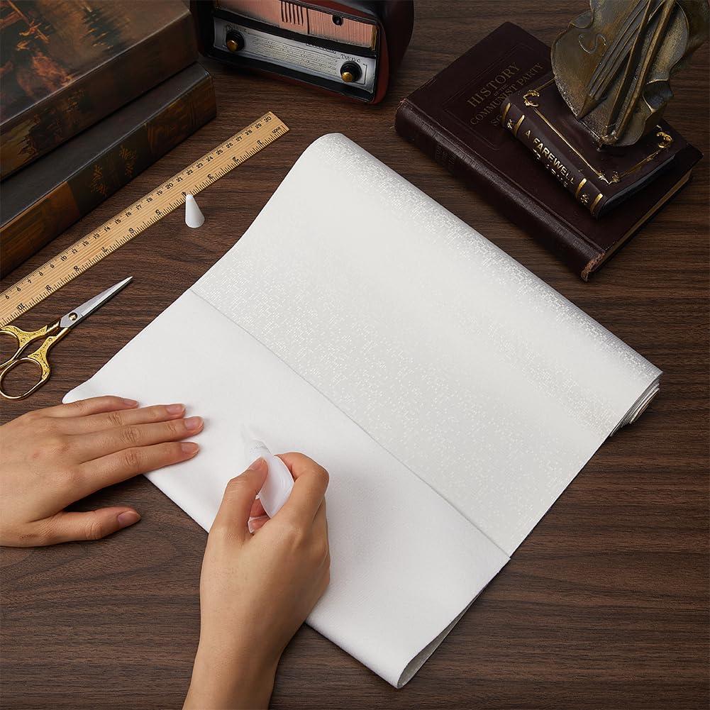 craspire 51 x 11.8 Zoll Buchtuch Zum Binden von Büchern Weißes PU Ledergewebe Oberfläche Mit Lasermuster Vlies Basisschutz Schutz Für A4 A8 Buchumschläge Alben Scrapbooking DIY Buchtuch