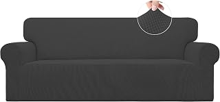 Easy-Going Super Stretchy 1-Piece Sofa Slipcover Dark Gray - Jacquard Fabric Couch Protector Fits 60-81in Seats, Kid & Pet Friendly