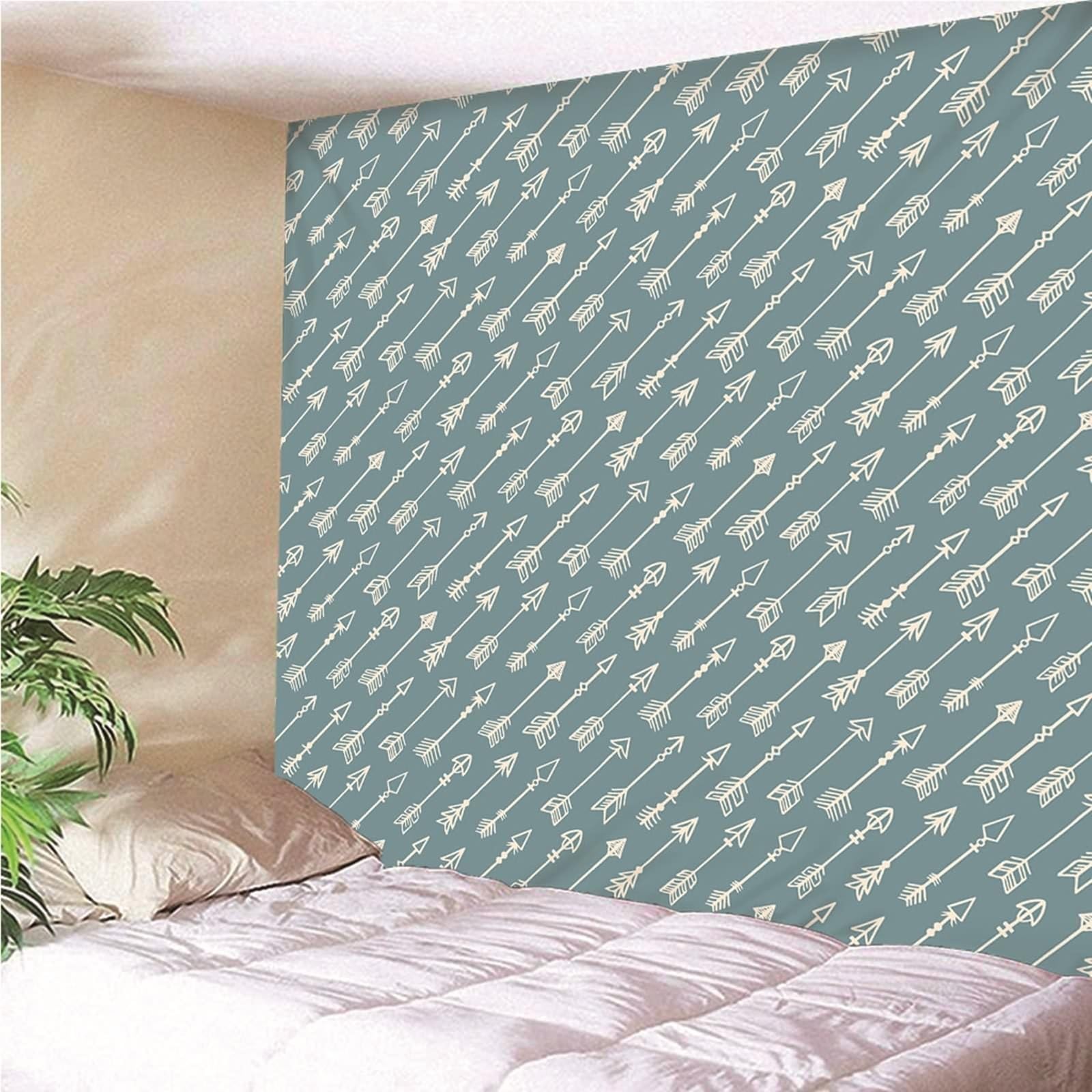 Chusta ścienna, niebiesko-biała, chusta na ścianę w stylu boho, poliester, strzałka w prostym stylu, dywan ścienny, dekoracja ścienna, 240 x 220 cm