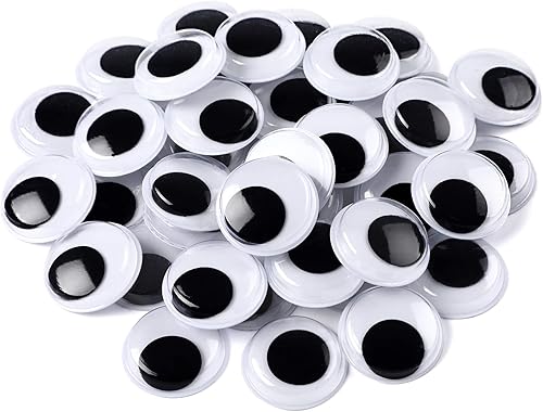 FEBSNOW 200 ojos ondulantes autoadhesivos negros y blancos para decoración de manualidades (0.59 pulgadas)