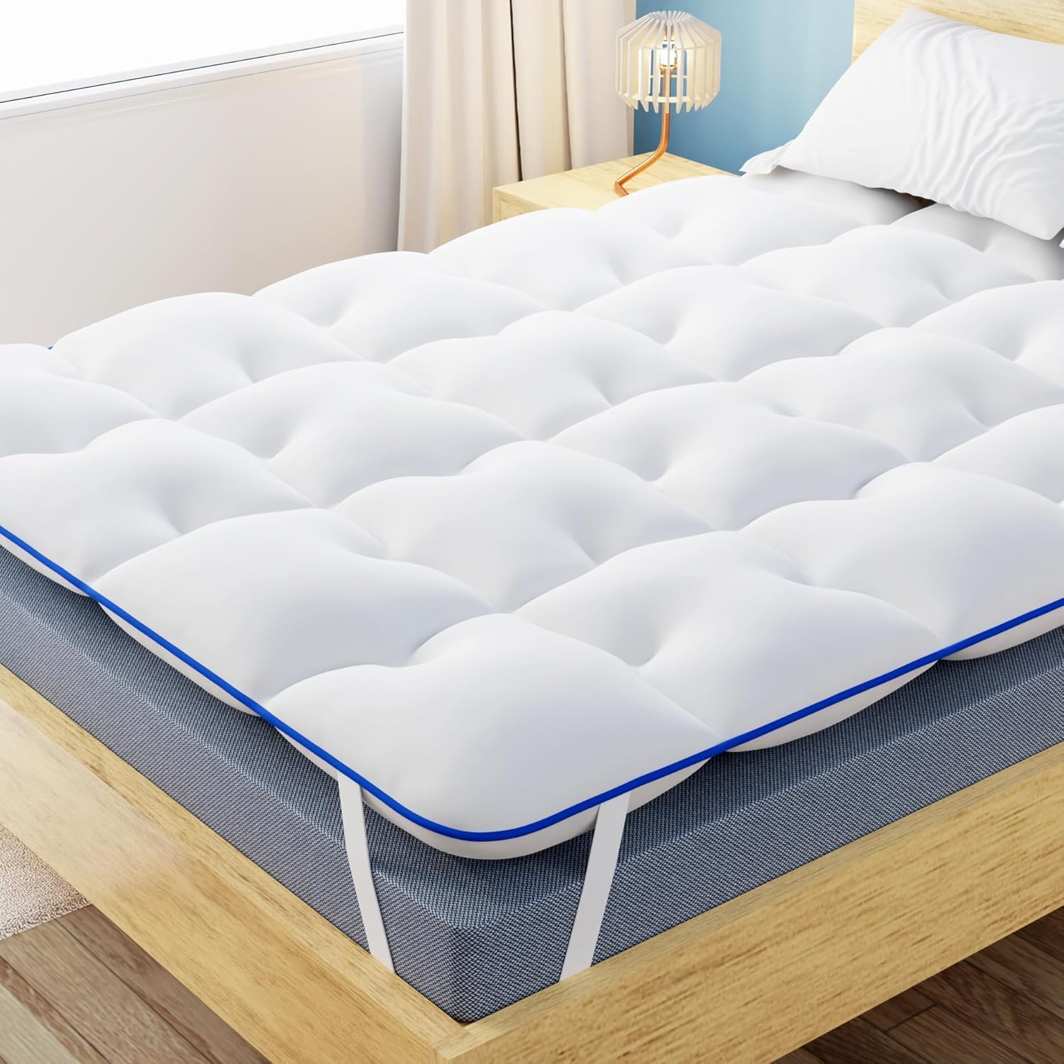 CASABEL Topper Colchón Diamante 150x200 cm de Microfibra, Comodidad óptima, Suave, hipoalergénico, Transpirable, para Camas Dobles, Adultos, niños, sofá Cama, Cama supletoria