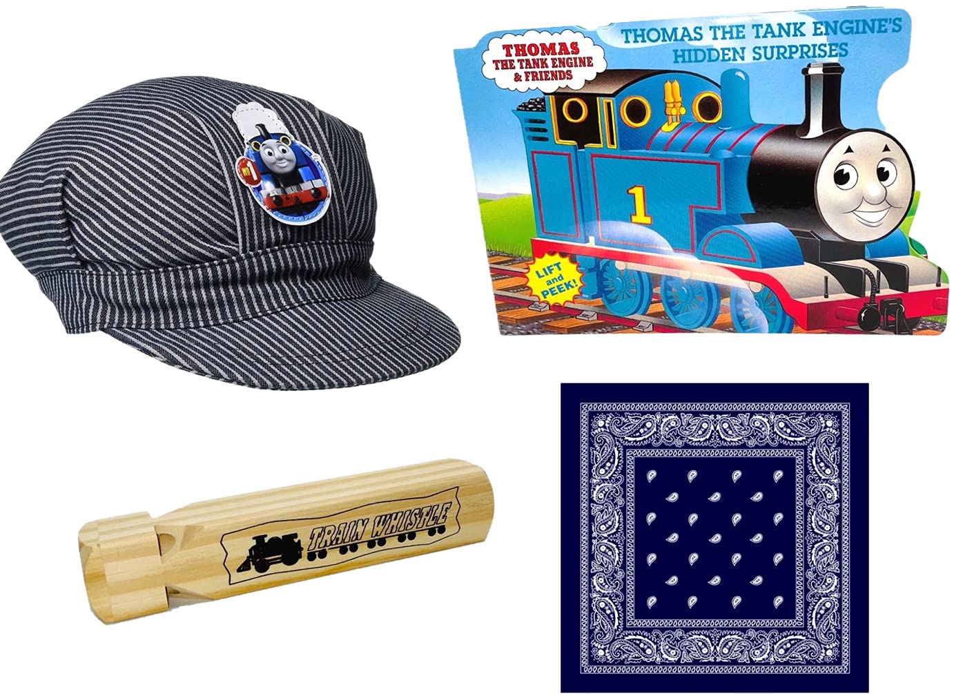 Thomas The Train Hat Gift Set with Navy Blue Bandana and Whistle (3 Items) -Toddler/Preschool Boys