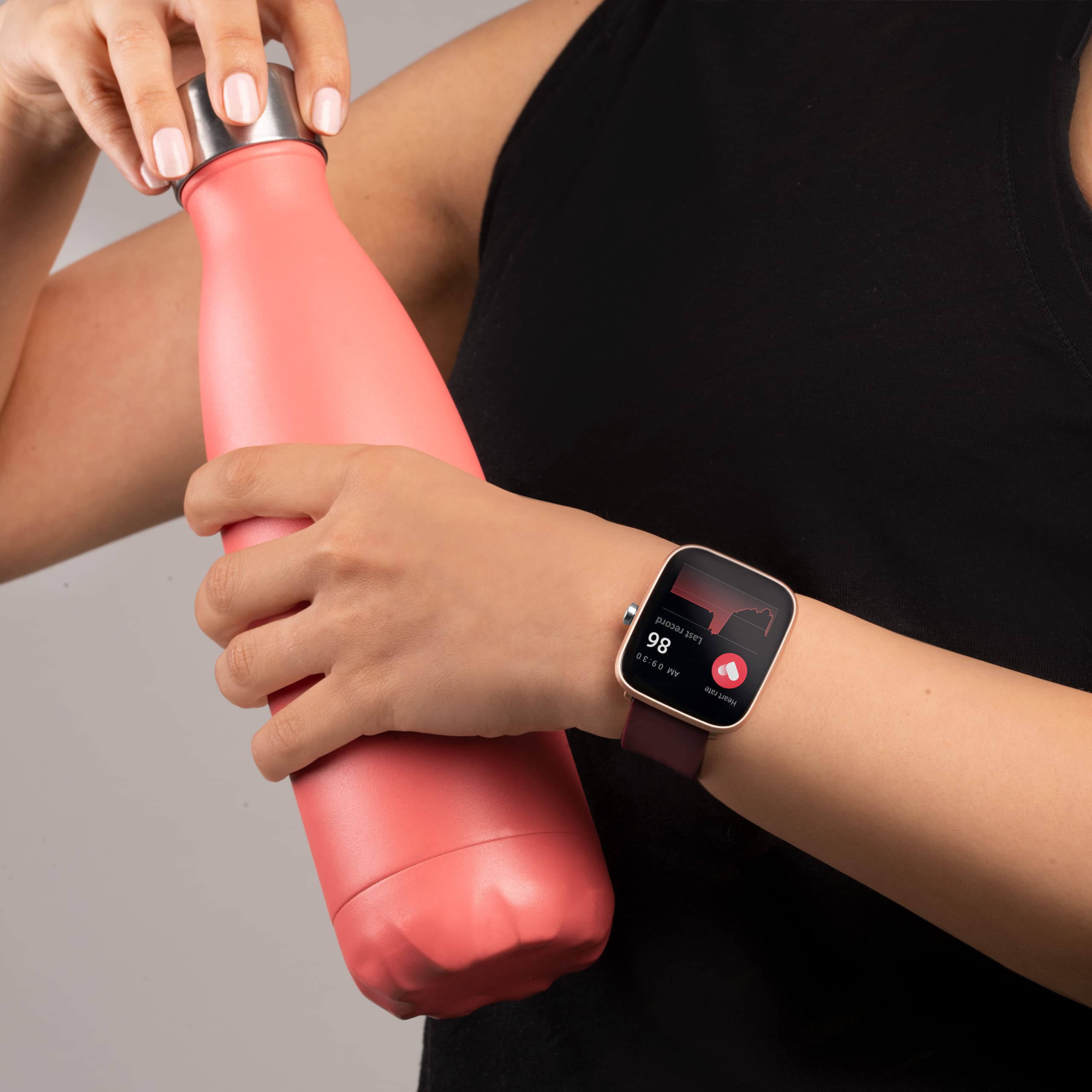 Sekonda Inteligentny zegarek Motion 36 mm z pulsometrem i monitorem snu, codzienna aktywność, sport, muzyka, funkcja pogody i wiadomości, z gumowym paskiem.