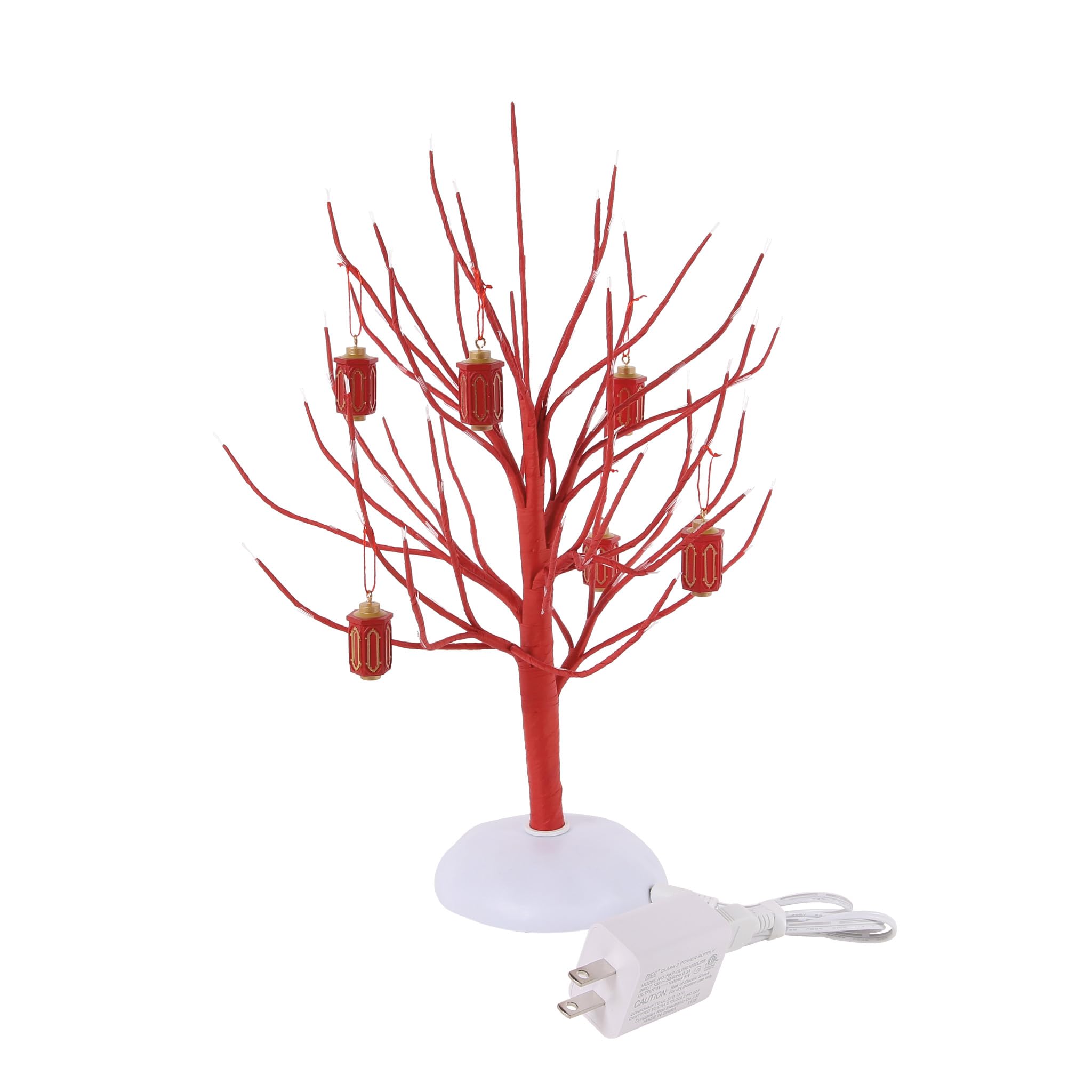Department 56 Village Collection Accessories Figurine de lanterne porte-bonheur Branche d'arbre lumineuse Rouge 28 cm