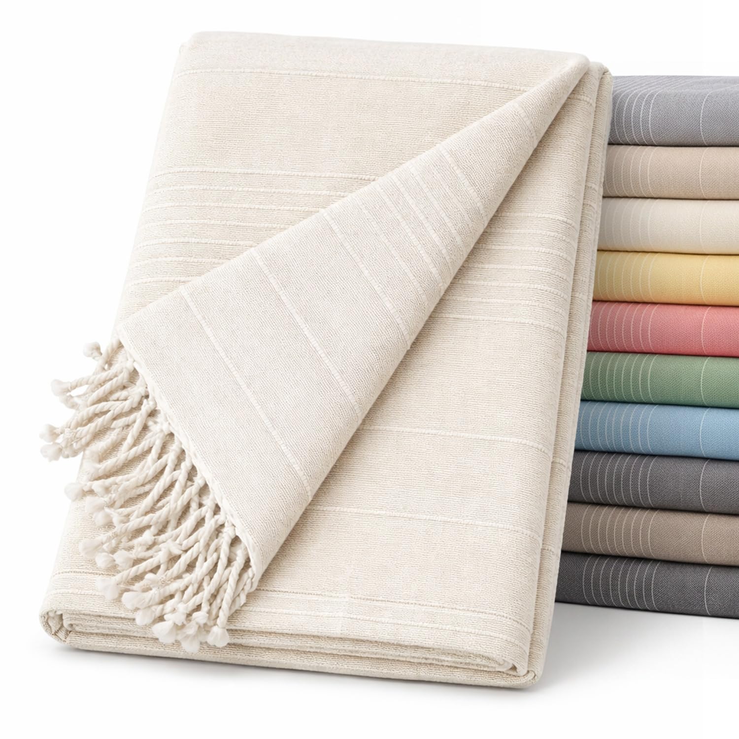 ECOMMERC3 | Foulard Multiusos Tamaño 130x180 cm Para Sofá o Cama - Colcha Decorativa Color Crudo Ligero y Elegante