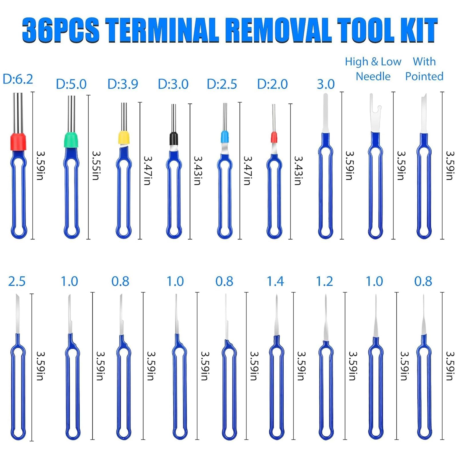 36 Pezzi Strumenti di Rimozione Terminale, Strumento per Rimuovere i Connettori dei Cavi, Auto Cablaggi Elettrici Crimpare Connettore Pin Estrattore Kit, per Connettori Auto (con Scatola)