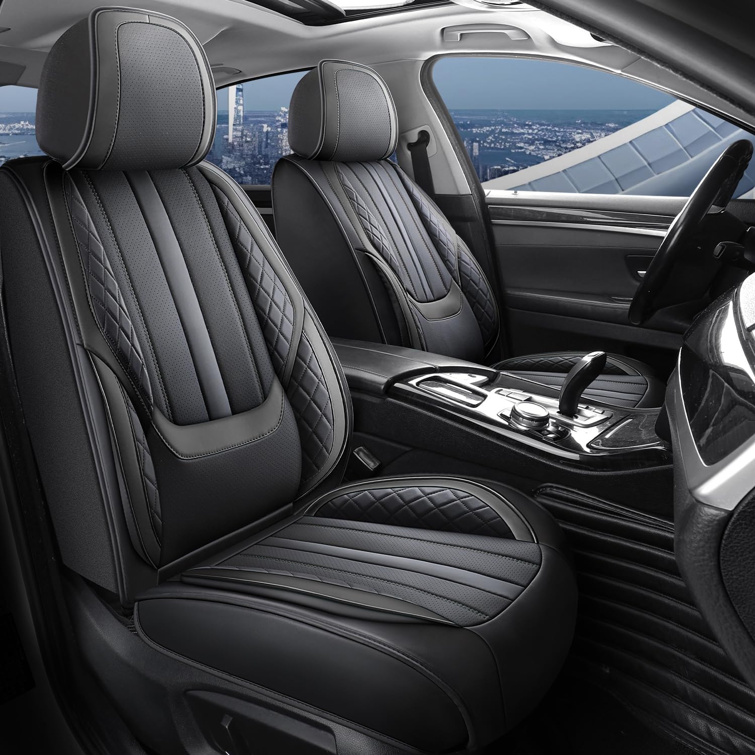 Seat Covers for Toyota 4Runner 2006-2024 Front Seat 2 PCS, Breathable Faux Leather Car Seat Cover Fit 4 Runner Waterproof Protector, Anti-Slip Comfort Vehicle Chair Cover Cushion(Black)