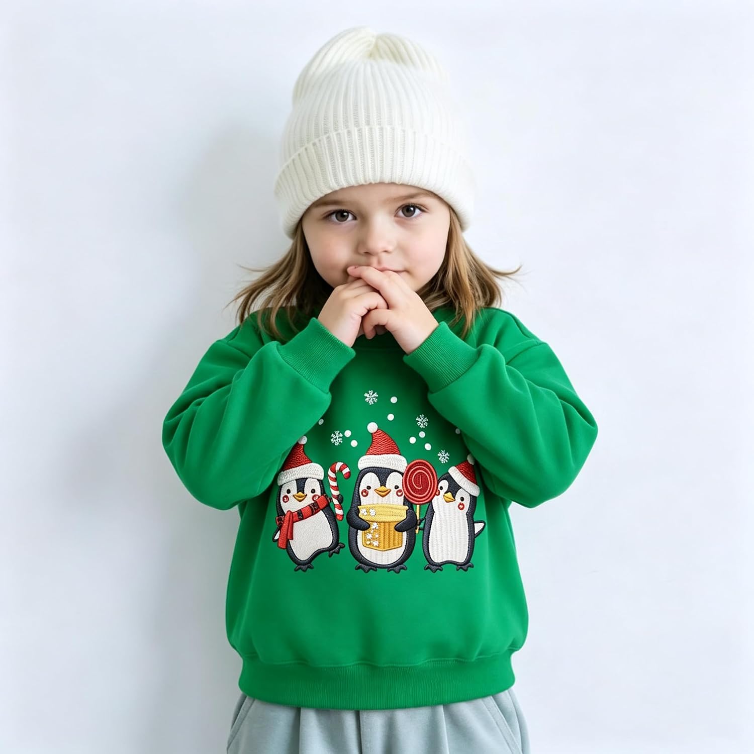 Kids Christmas Sweatshirt Boys Girls Monster Truck Penguin Hat Toddler Shirt Crewneck Long Sleeve Graphic Tops 2-8T