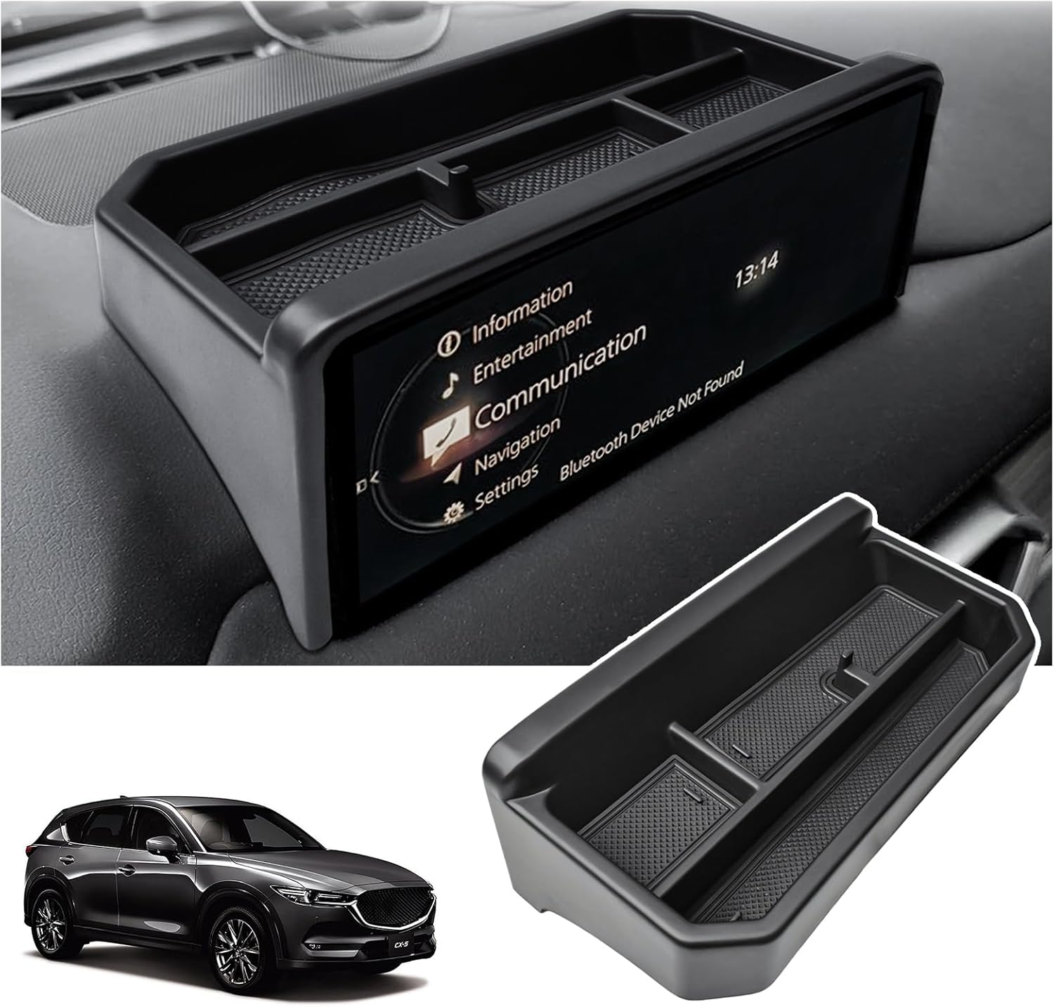 Dash Storage Organizer Compatible with 2022 2023 2024 2025 Mazda CX-5 Accessories, Custom Fit Console Dashboard Insert Tray, Behind Screen Storage Tray Sunglasses Holder, Durable ABS Plastic