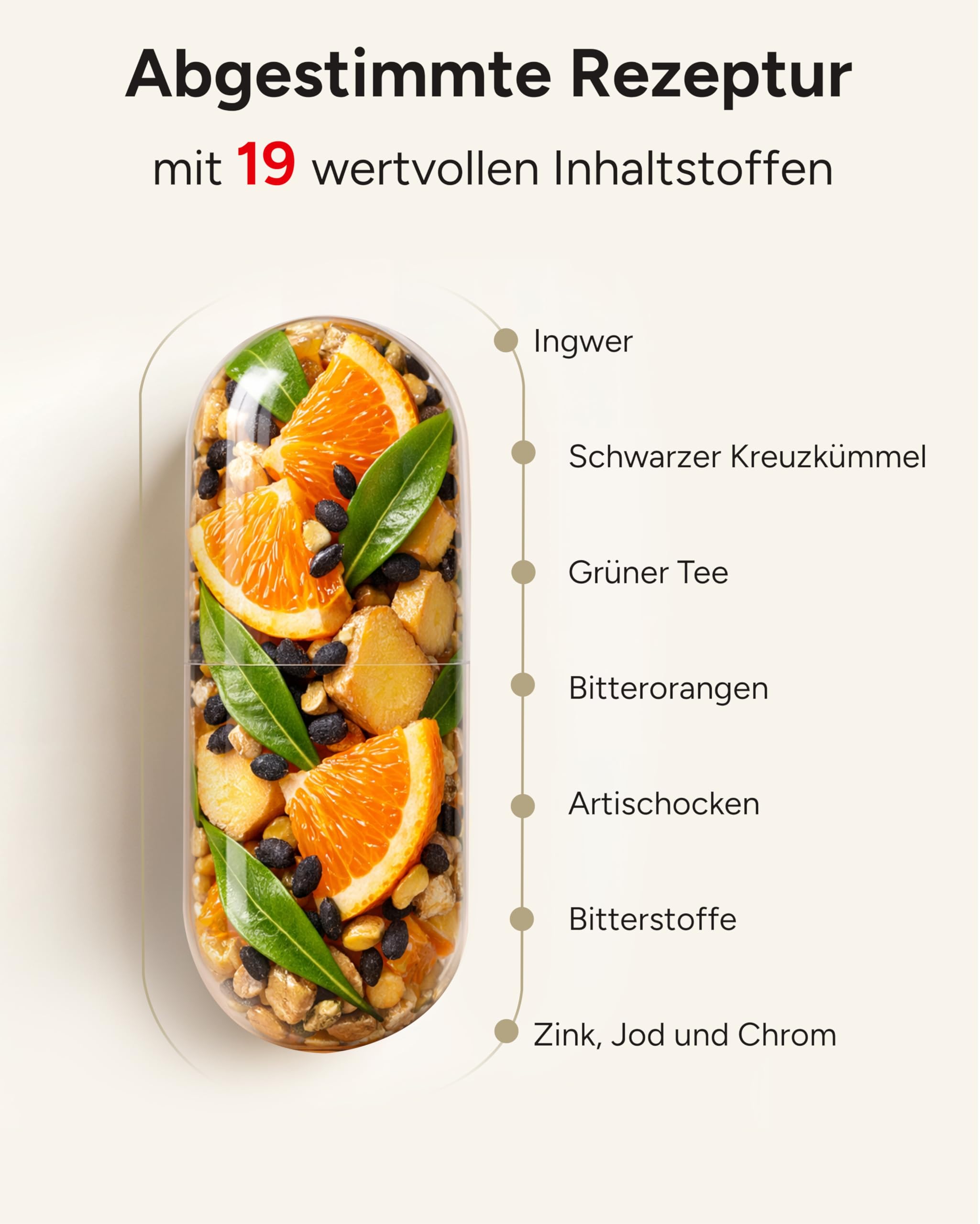 19-fach Stoffwechsel Komplex - 180 Stoffwechsel Kapseln mit Bitterstoffen wie Ingwer Grüner Tee Artischocken-Extrakt & Mariendistel-Extrakt - 3 Monatsvorrat