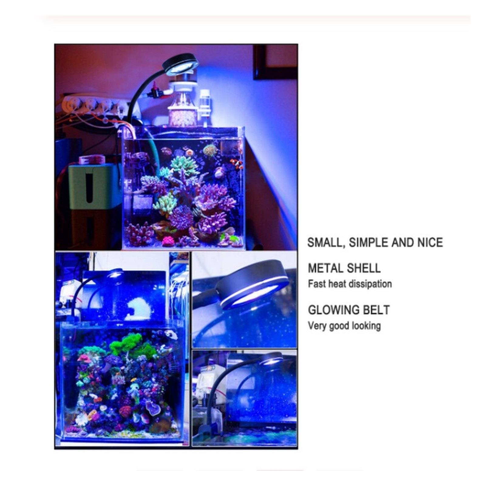 Lumière d'aquarium Lumière LED pour Aquarium 18W Lumières d'eau de mer 3W Puces Éclairage d'eau salée Lampe à Clipser Récif de Corail Marin Réservoir de Poissons Lever du Soleil Co