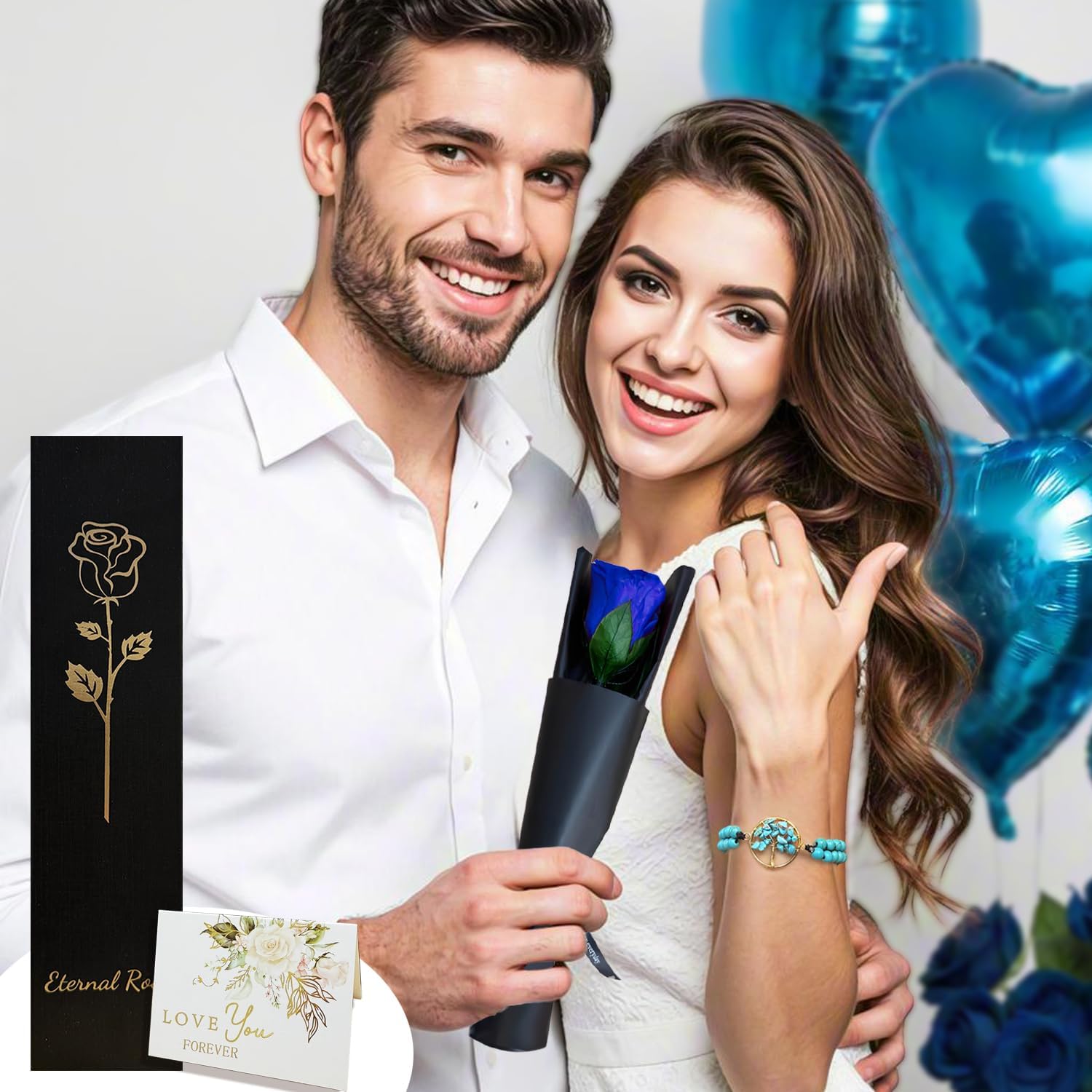WILLSHINE Eternal Rose with Stem,Single Real Preserved Rose Gift Box,Forever Blue Flower Stems Bouquets for Women,Mum,Wife,Girlfriend,Valentine's Day,Mother's Day,Chirstmas,Birthday,Aniversary Gift - Image 2