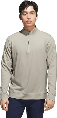 adidas Golf Men's Standard Ultimate365 Elevated Quarter-Zip Jacket, Putty Beige