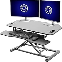VIVO DESK-V000KL 38" Extra Wide Corner Sit-Stand Desk Riser - Height Adjustable Dual Monitor Workstation w/ Keyboard Tray, Black