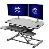 VIVO Extra Wide Corner Height Adjustable 95cm Stand up Desk Converter, Sit Stand Tabletop Dual Monitor and Laptop Riser Workstation, Black, DESK-V000KL