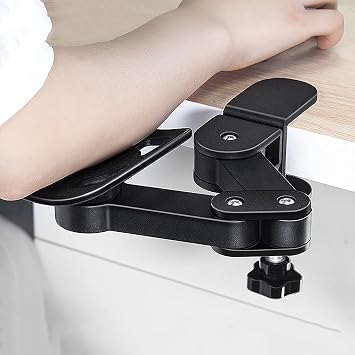 WLWLEO Arm Rest for Desk, Adjustable Computer Wrist Rests, Ergonomic Rotating Elbow Cushion Pad, Universal Clamp-on Hand Rest Support for Home&Office Table Extension