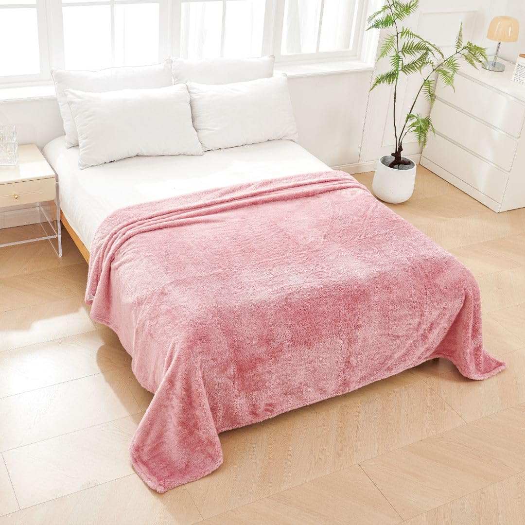 Mi Dekor- Manta para Sofa y Cama - Polar, Hipolargénica, Familiar, Ligera y Calida, Multiusos, Microfibra, Suave, Transpirable, Manta para Invierno, Apta para Lavadora, (Rosa, 220x240 cm)