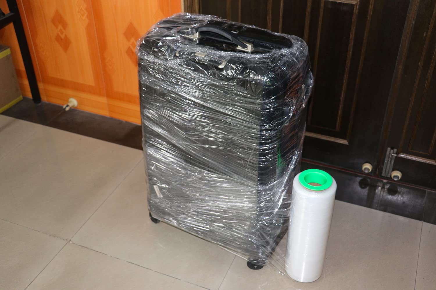 BOMEI PACK 2 Pack 1500ft Industrial Clear Stretch Wrap Film 70 Gauge 15" with 3inch Plastic Rolling Handles for Pallet Wrap, Durable Self-Adhering Packing, Moving, Heavy Duty Shrink Film