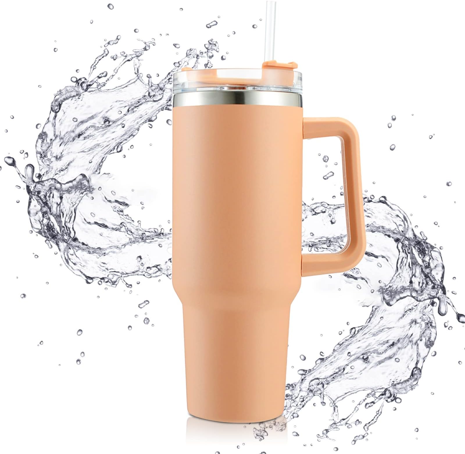 100pcs Reusable Vacuum Quencher Tumbler with Straw, Double Wall Vacuum Stainless Steel Coffee Mug Leak Resistant Lid, Cold/Hot Insulated Tumbler for Travel Home, Office, Travel, Part, Camping