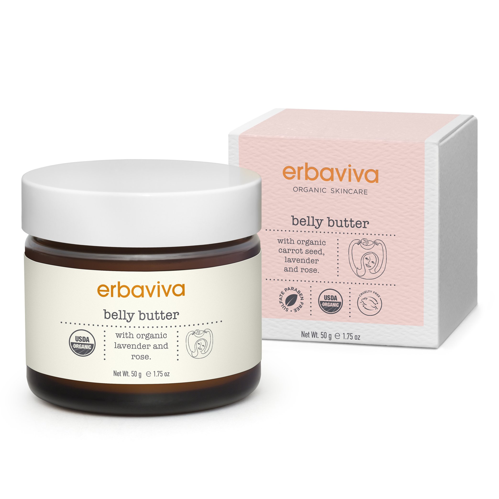 Erbaviva Belly Butter with lavender and rose, 1.75 oz