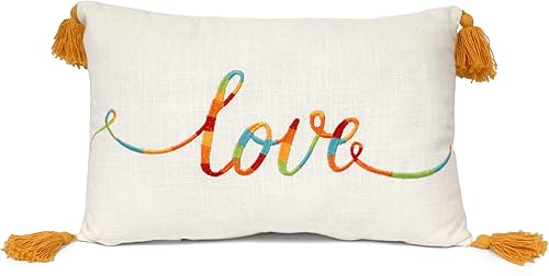 Lush Decor Love is Love - Almohada decorativa, 20 pulgadas de ancho x 14 pulgadas de largo, lino, almohada rectangular, almohadas para cama, sofá o
