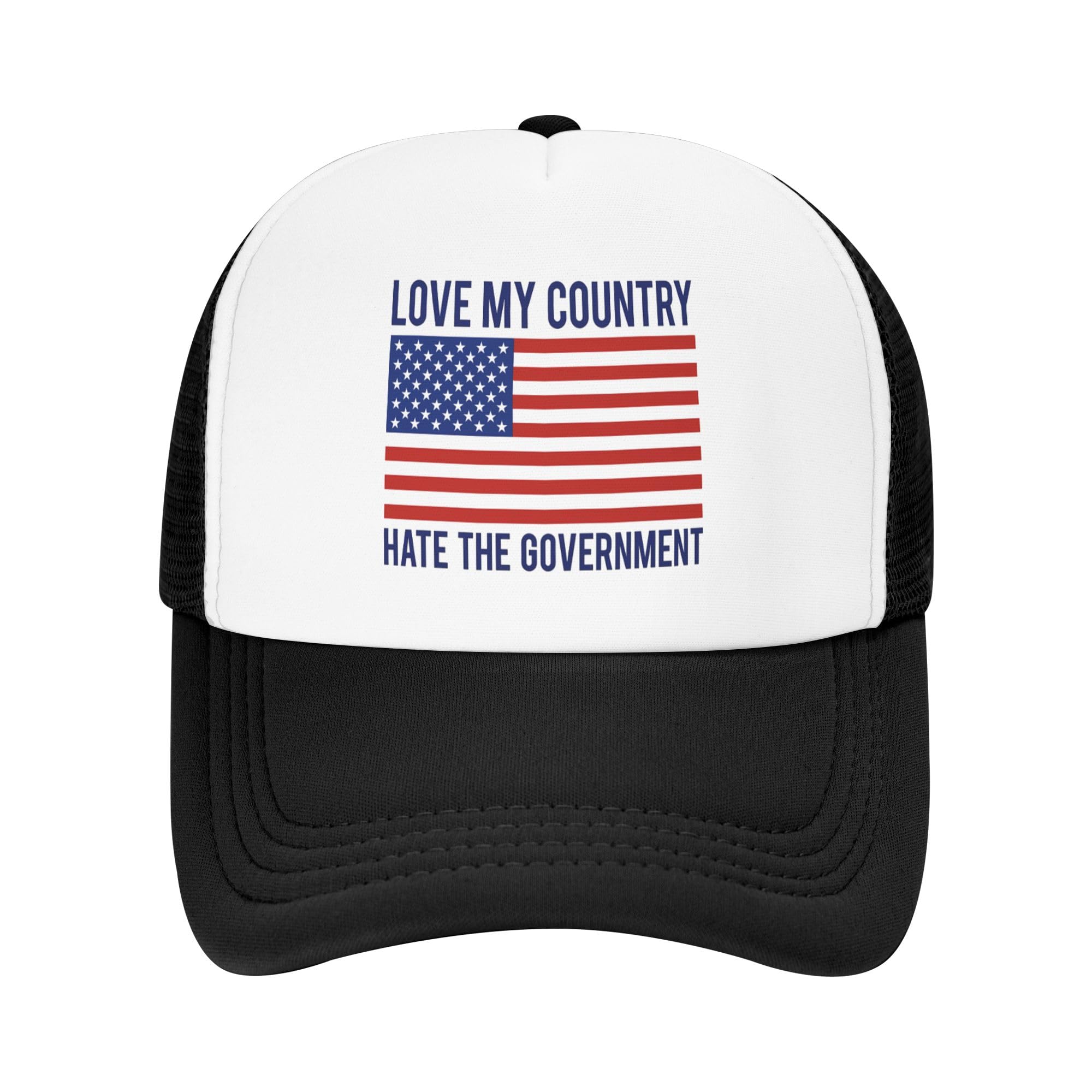 Love My Country Hate The Government Trucker Hat Anti Fascist Baseball Cap Mesh Back Adjustable Hats for Kids - Black