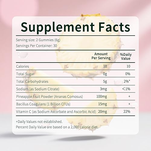 Miniatura 7 de Gomitas de equilibrio para mujer, sabor a piña, apoyo diario para el bienestar femenino, la armonía intestinal y la salud inmunológica, a base de