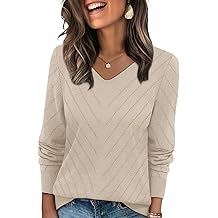 WIHOLL Sweaters for Women V Neck Casual Knit Long Sleeve Tops Lightweight Pullover Clothes Fall Fashion Outfits 2025