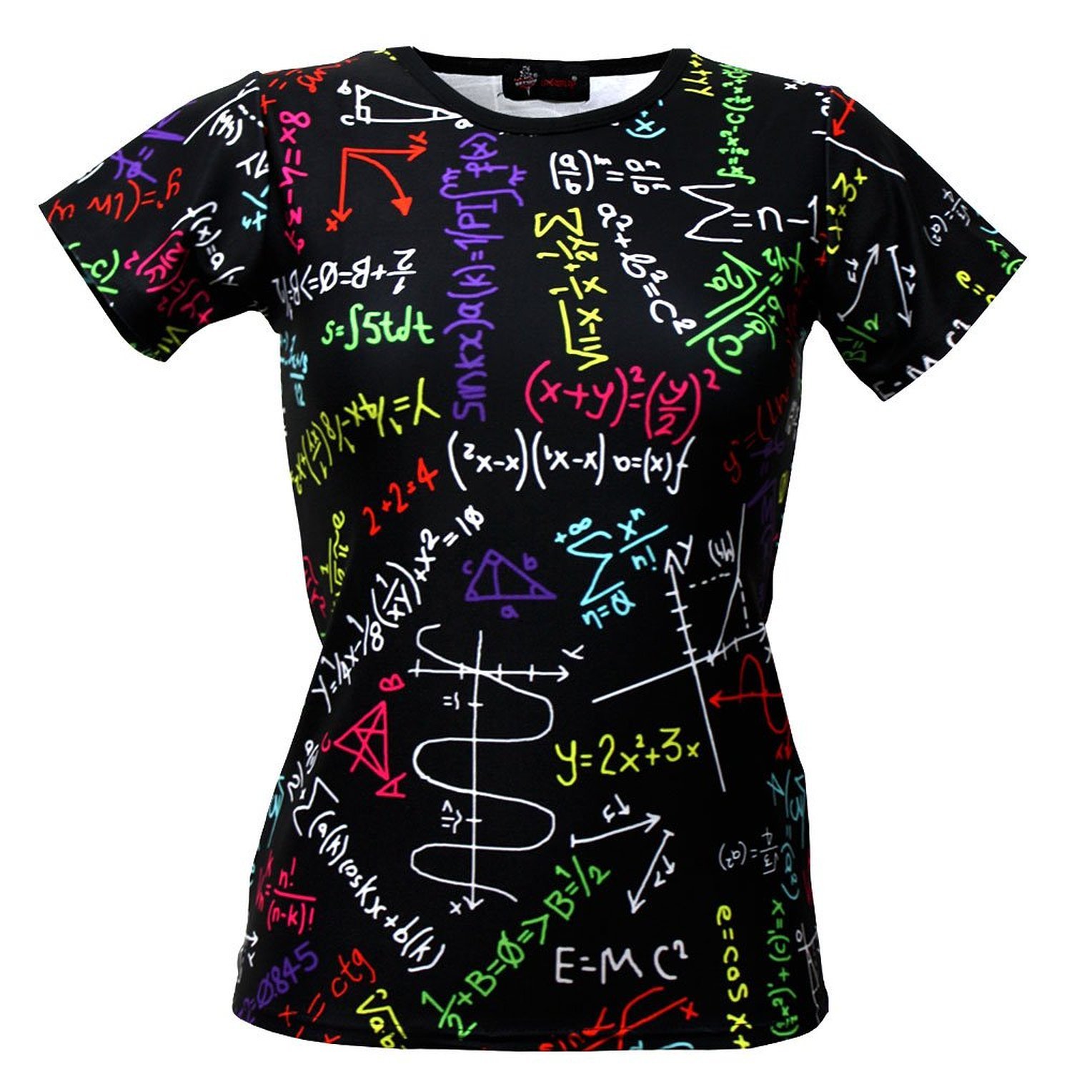Insanity Maths Formulas Blackboard School Print Crew Neck T-Shirt Top (S/M)