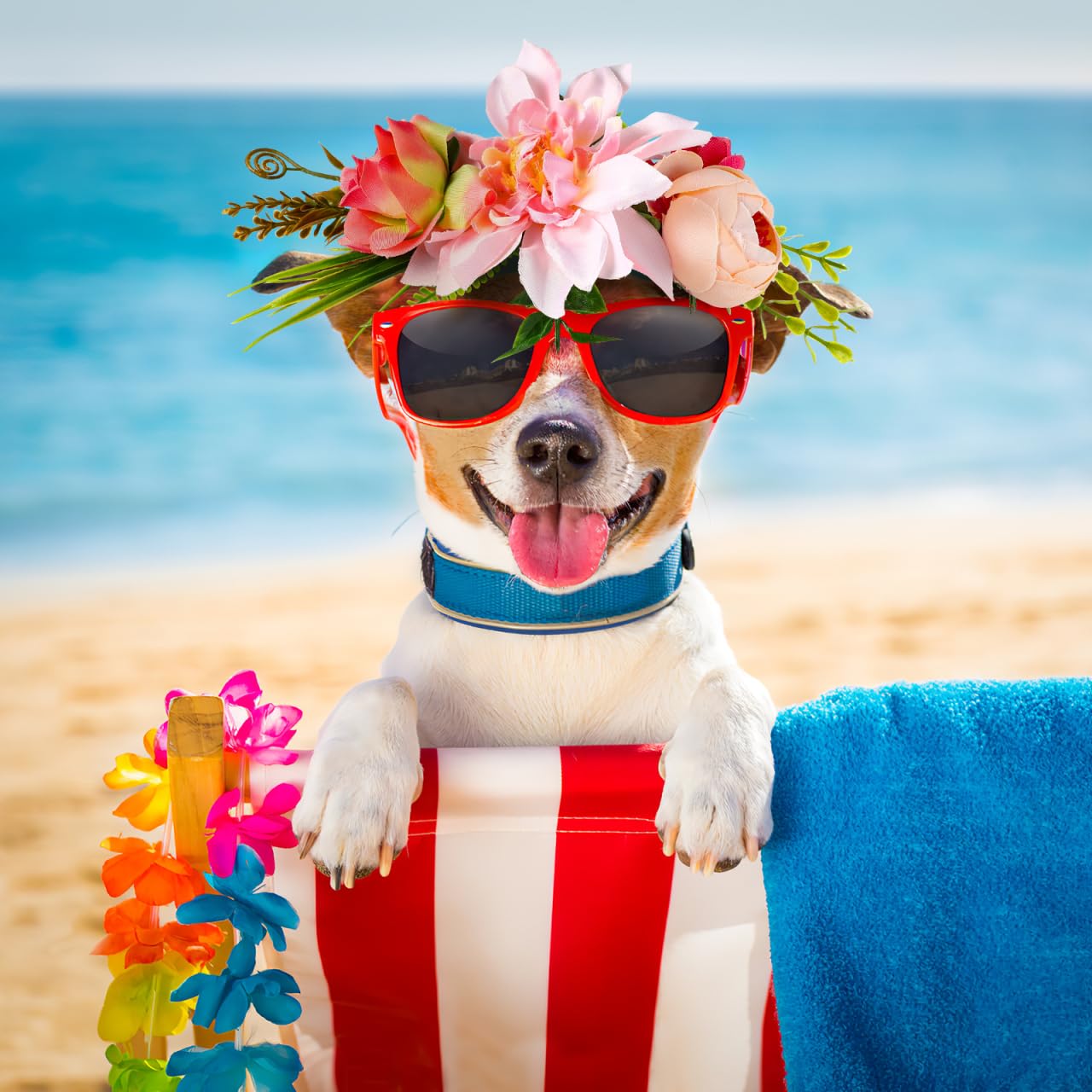POPETPOP Adjustable Pet Flower Crown, Artificial Floral Garland for Cats and Dogs Perfect for Weddings Beach Parties - Image 2