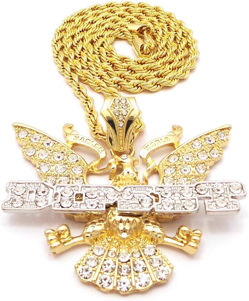 SJ New ICED Out Dipset Pendant 4mm/24 Rope Chain Hip HOP Necklace (Gold/Silver - RC3253TT)