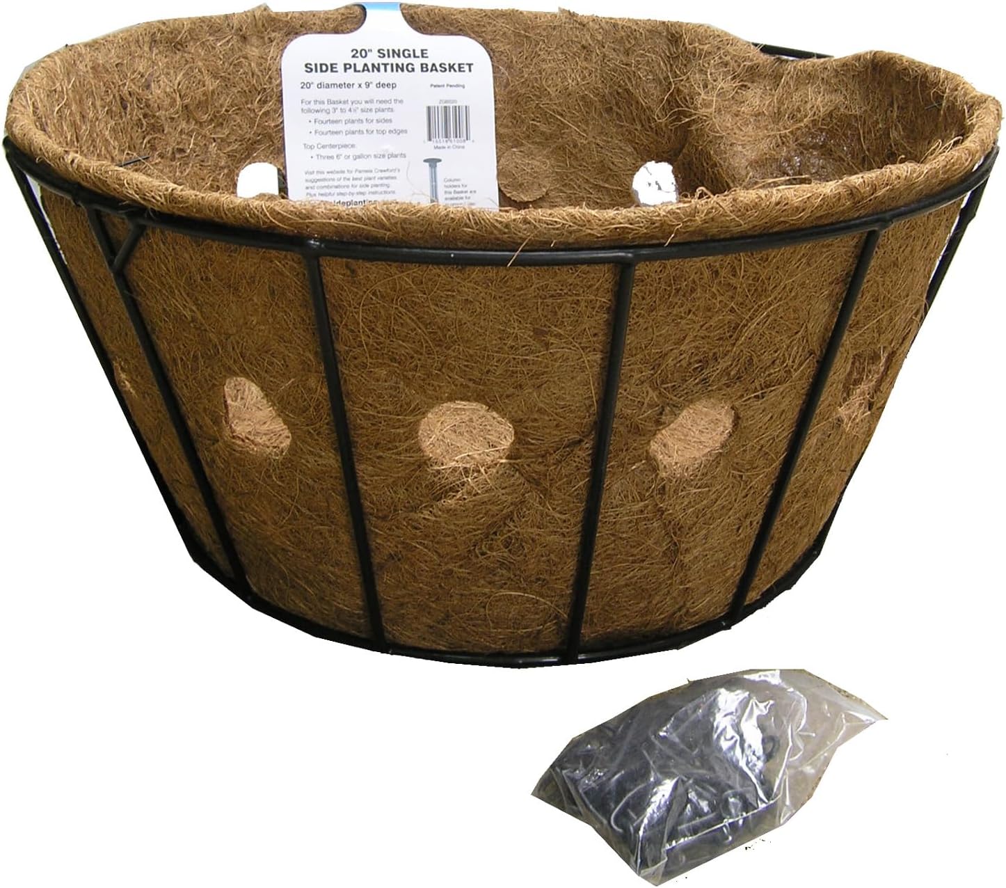 Kinsman 20 Inch Single Row Side Planting Hanging Basket with Coco Liner