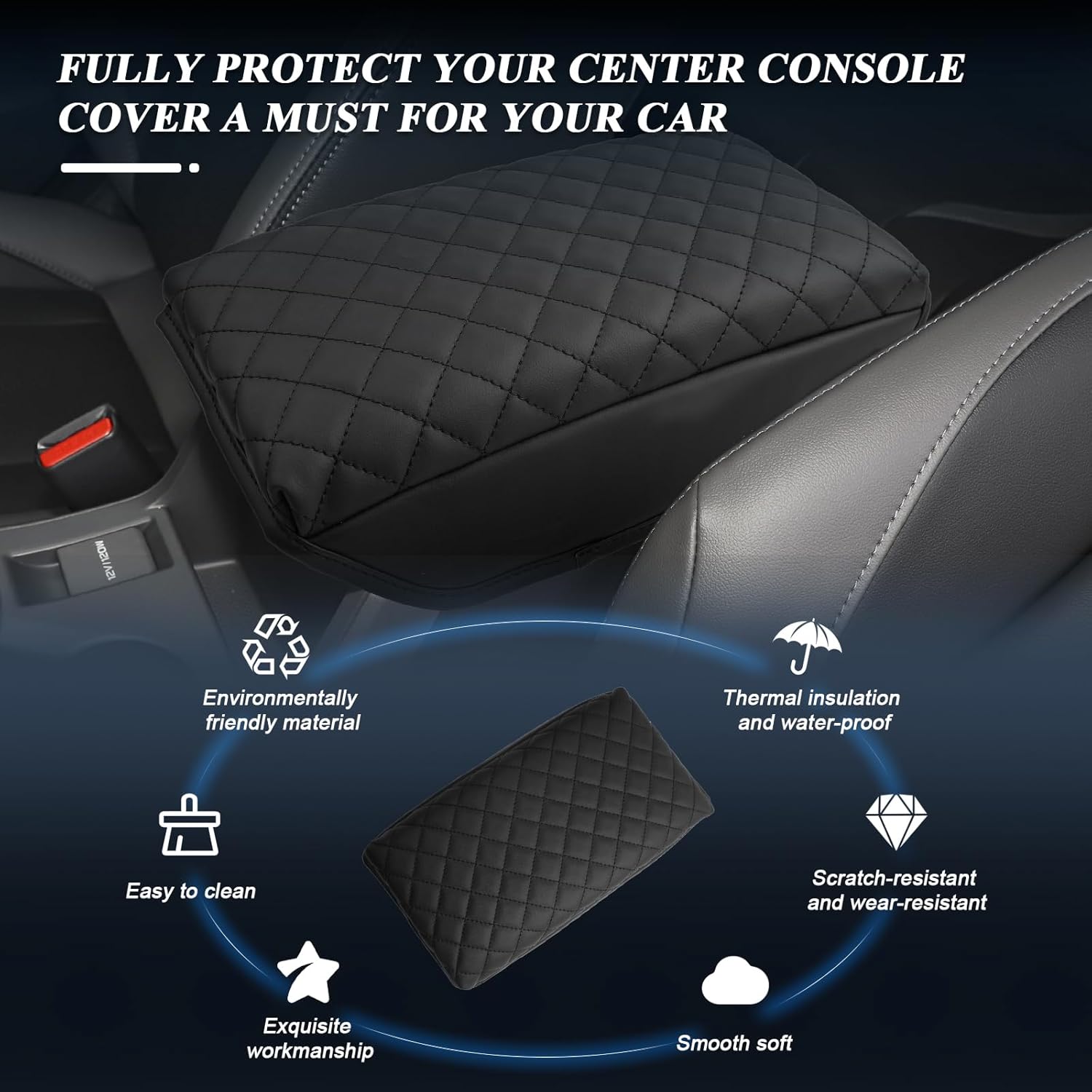 BIBIBO for 2024 Subaru Crosstrek Center Console Armrest Cover,Armrest Cushion 2023 2024 Subaru Crosstrek /2024 Subaru Impreza Arm Rest Cover, Crosstrek Car Arm Rest Pad Cover, (Black-Without Pocket)