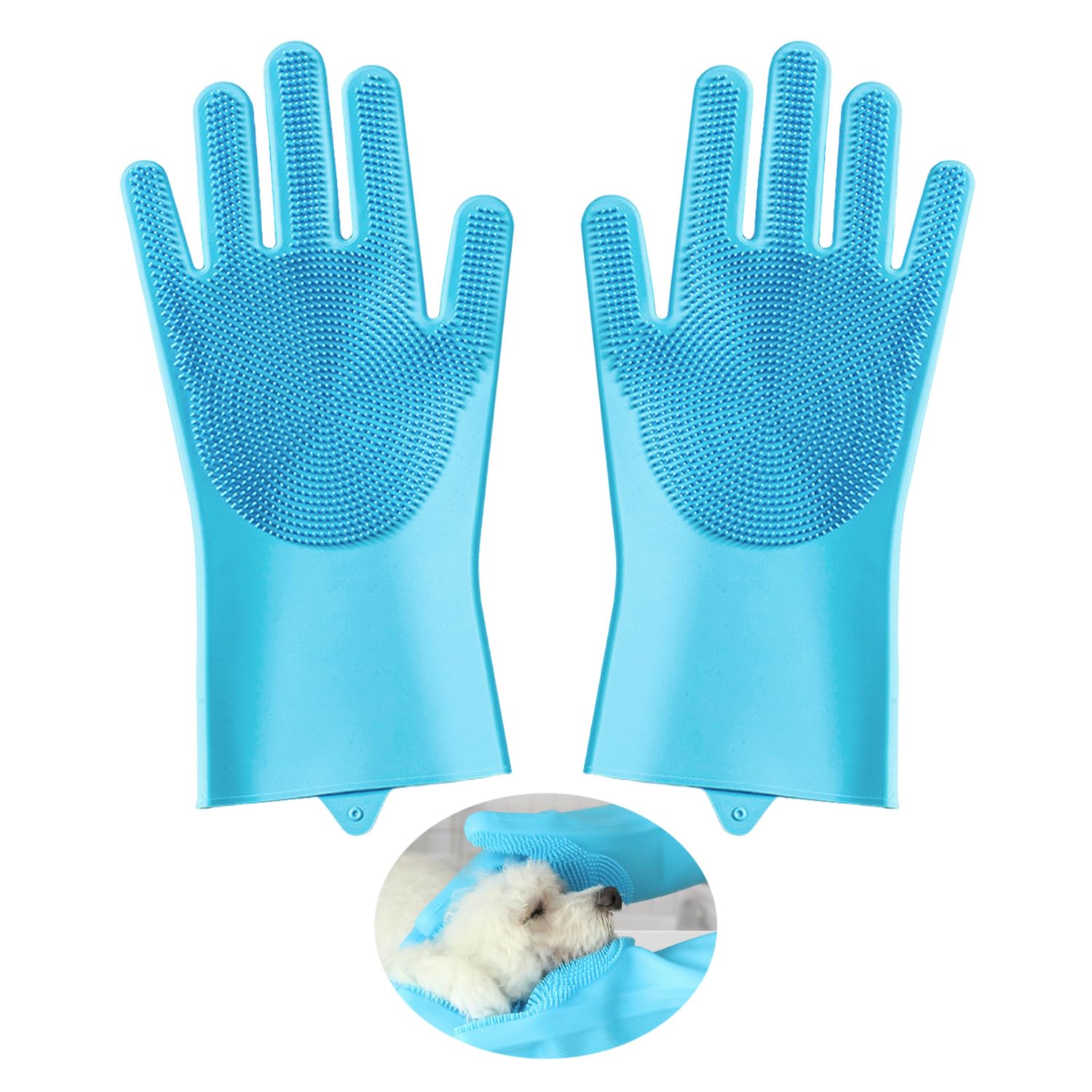 1 Pair Dog Bath Gloves Dog Cleaning Equipment Pet Grooming Gloves Portable Dog Washing Dog Paw Cleaner Pet Bathing Grip Gloves