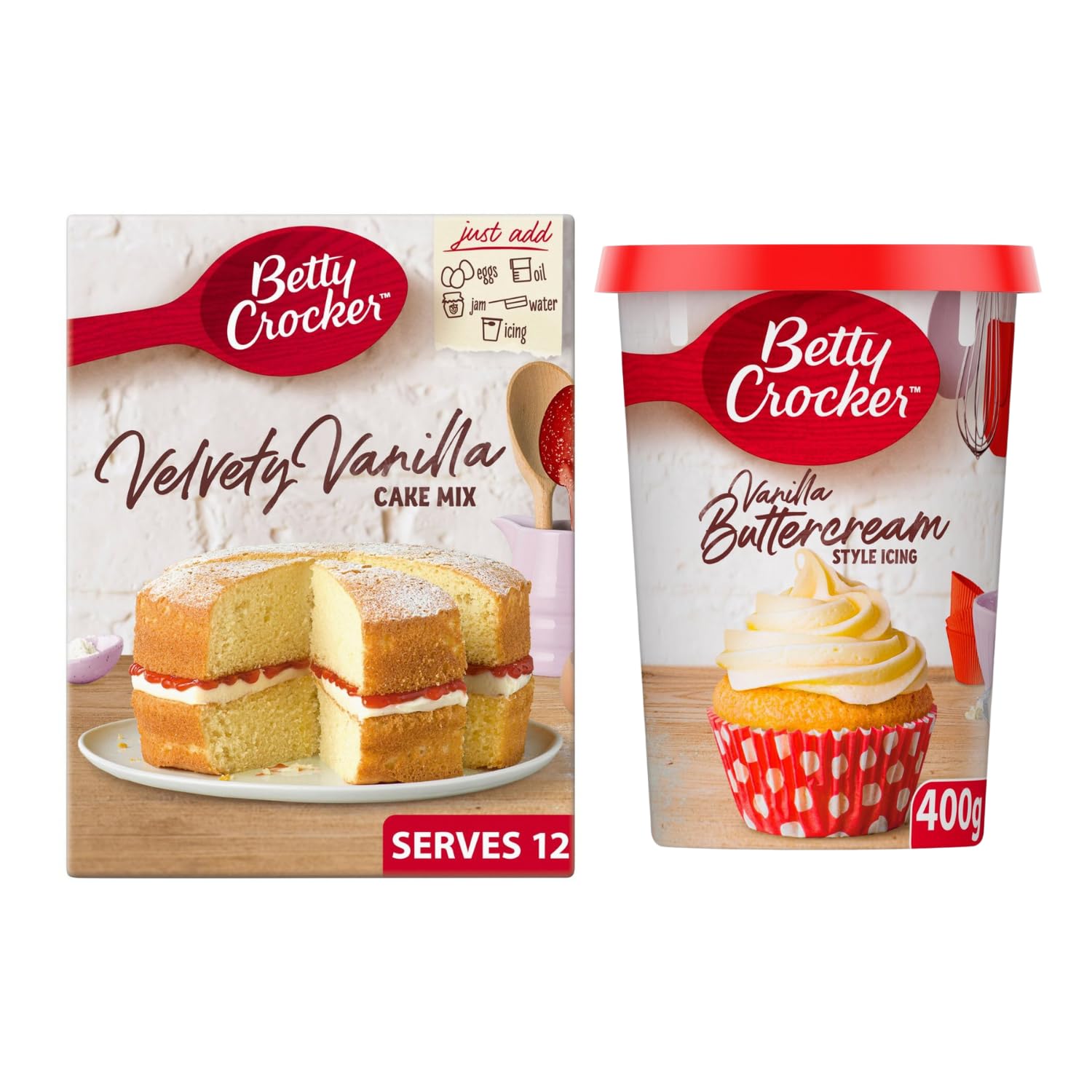 Velvety Vanilla Cake Mix 425g with Vanilla Buttercream Style Icing 400g