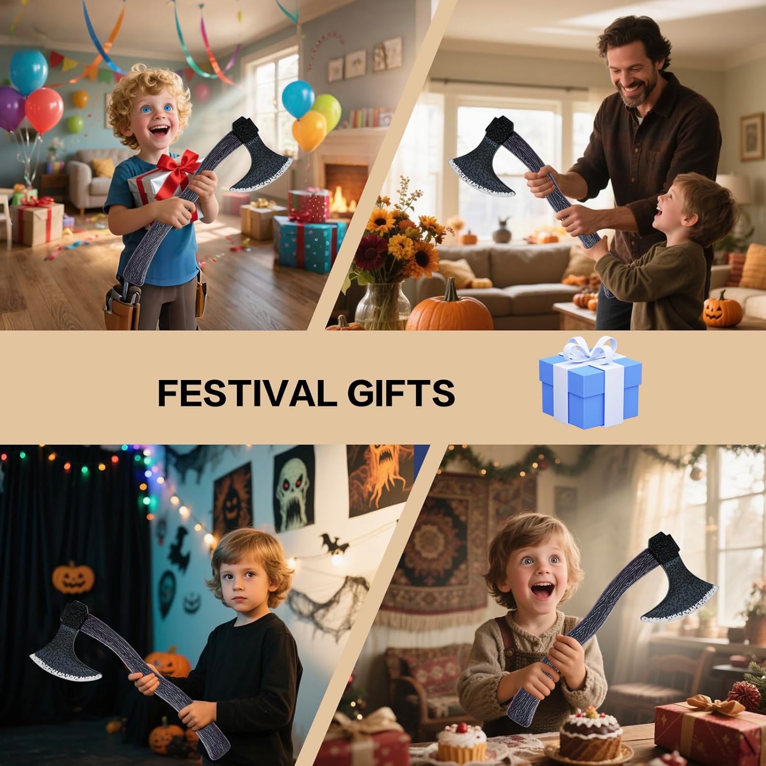 2pcs Plastic Viking Axe Costume Props,Fake Axe for Children Adult Halloween Party Role-Play Dress Up Weapon Accessories - Image 7