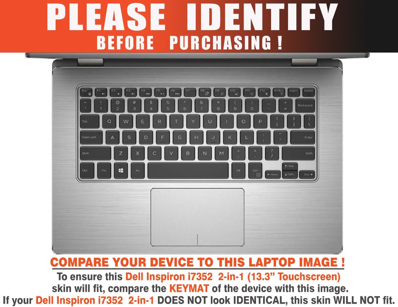 Decalrus - Protective Decal for Dell Inspiron i7352 2-in-1 (13.3" Touch Screen) Laptop Black Carbon Fiber Skin Skins Decal for case Cover wrap CFinspironi7352Black