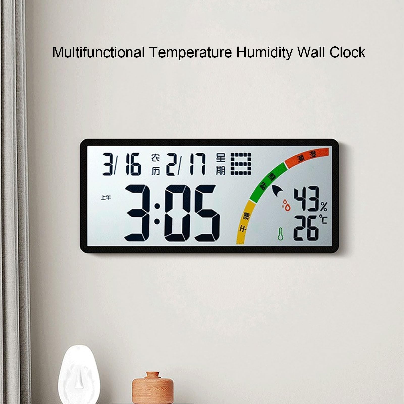 Asixxsix Orologio Parete Digitale, Orologio Digitale Grandi Dimensioni Alimentato Batteria Doppio Display Calendario, Parete Display Trasparente Camera Letto, Aula, Ufficio