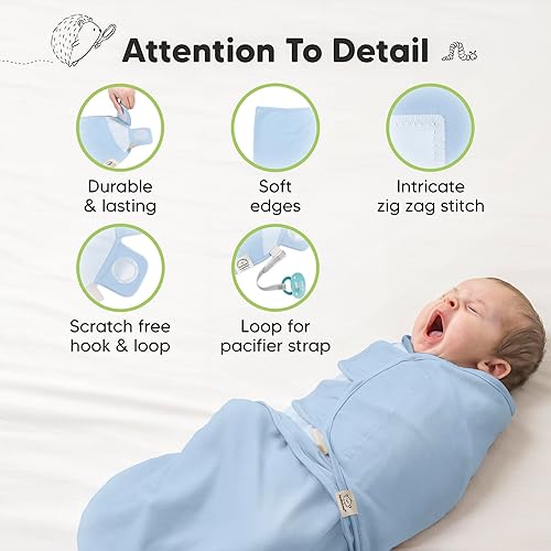 Miniatura 8 de Paquete de 3 sacos de dormir orgánicos para bebé, saco de envolver para recién nacido, pañales ergonómicos para bebés de 0 a 3 meses, pañales para
